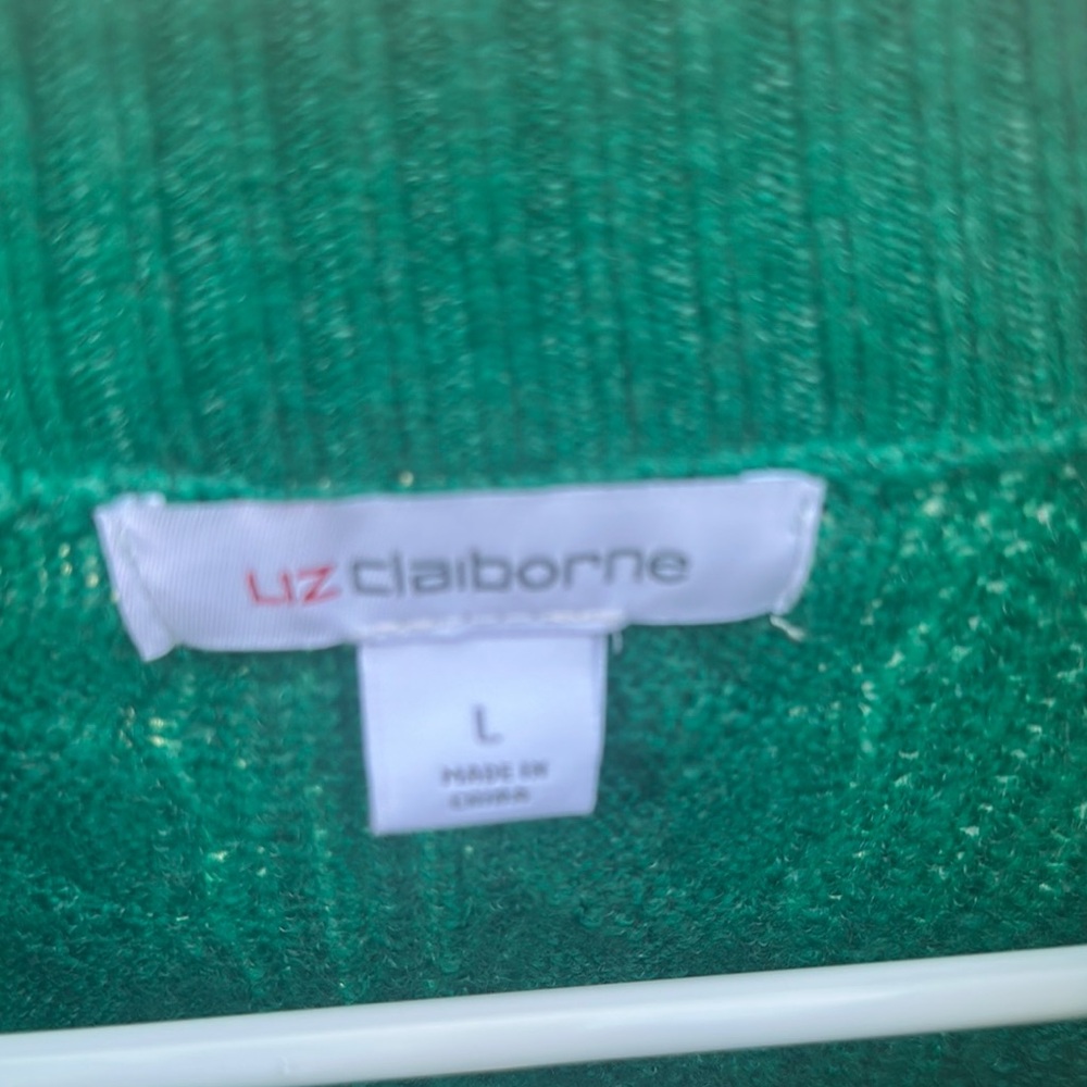 Liz Claiborne Green and Black Turtleneck Sweater - Picture 2 of 5
